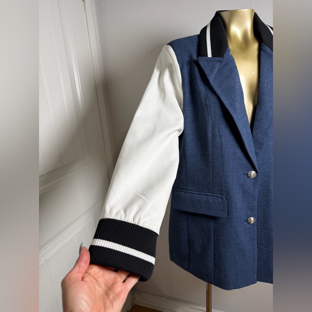 DOLCE CABO Tailored Two-Tone Blazer Jacket - Blue with White Sleeves M - Picture 3 of 10